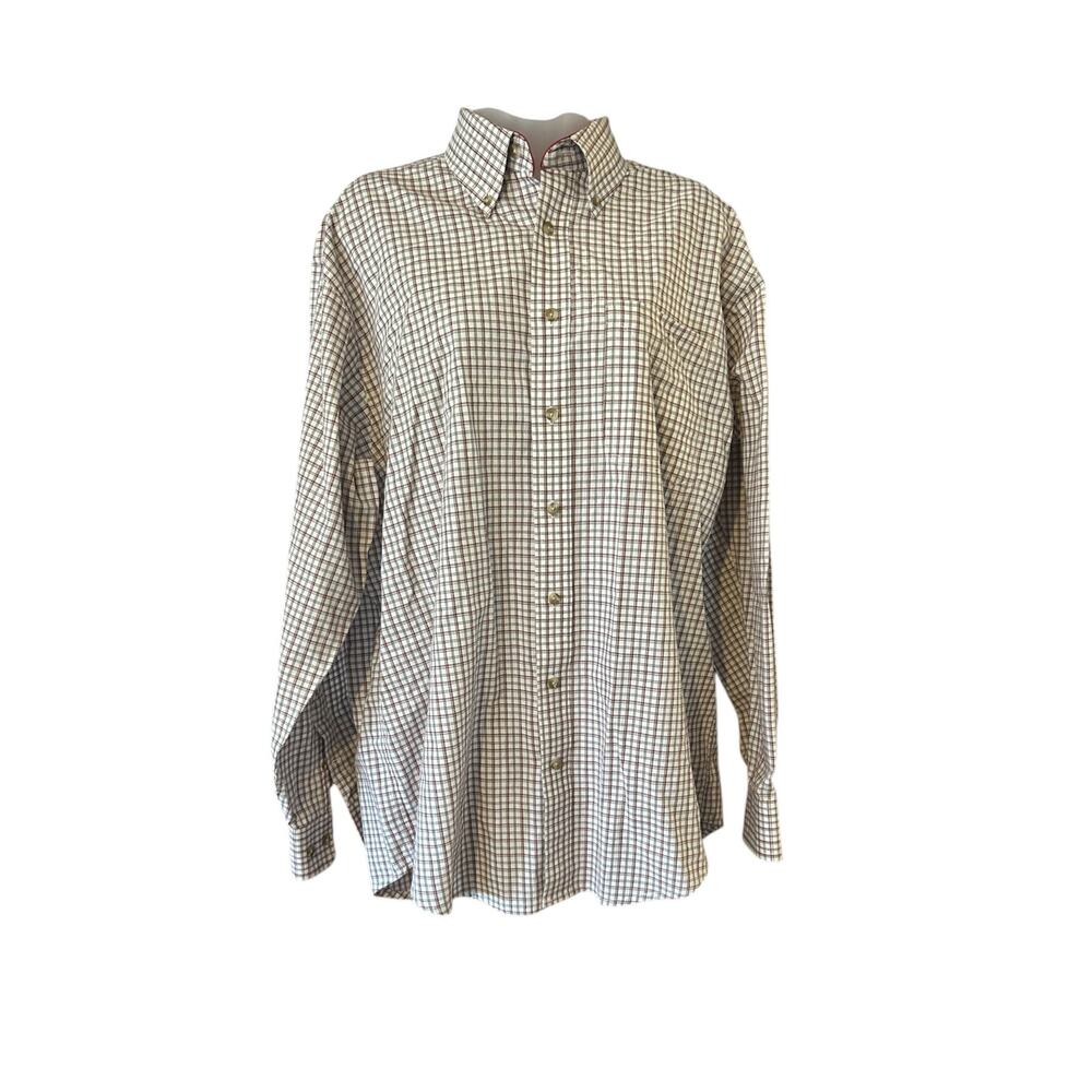 Resistol Size M Long Sleeve Button Up Shirt Red Tan Check
